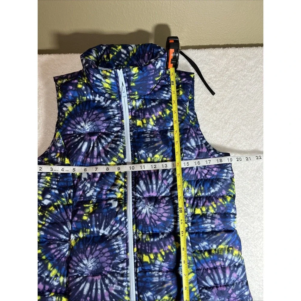 Lands'‎ End Puffer Vest Womens S Quilted Down Full Zip Purple Tie Dye Gorpcore